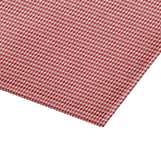 Red-White Gingham-11 x 8 GLASS CUTTING BOARD Schneidebrett (Ecke)