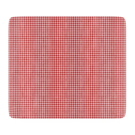 Red-White Gingham-6 x 7 GLASS CUTTING BOARD Schneidebrett (Vorderseite)