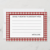 Red White Gingham Birthday Party Game Card (Vorderseite)