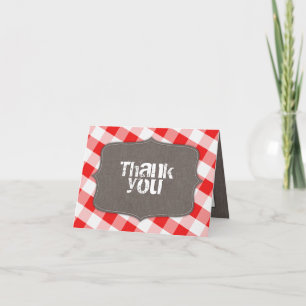 Red & White Gingham Canvas Thank You Cards Dankeskarte