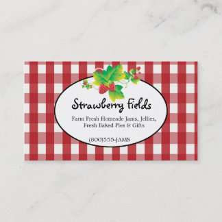 Red & White Gingham Country Business Card Visitenkarte