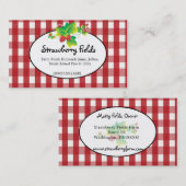 Red & White Gingham Country Business Card Visitenkarte (Vorne/Hinten)
