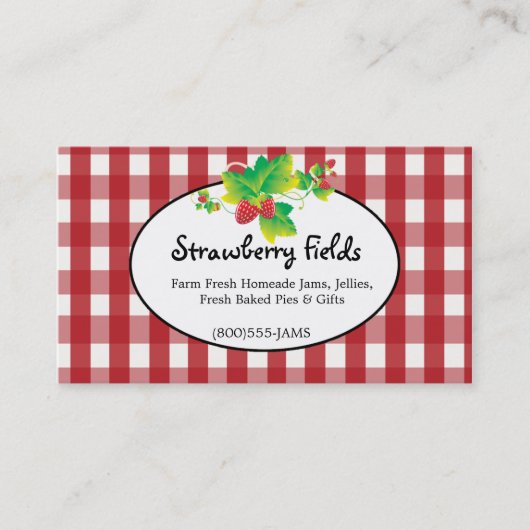 Red & White Gingham Country Business Card Visitenkarte (Vorderseite)