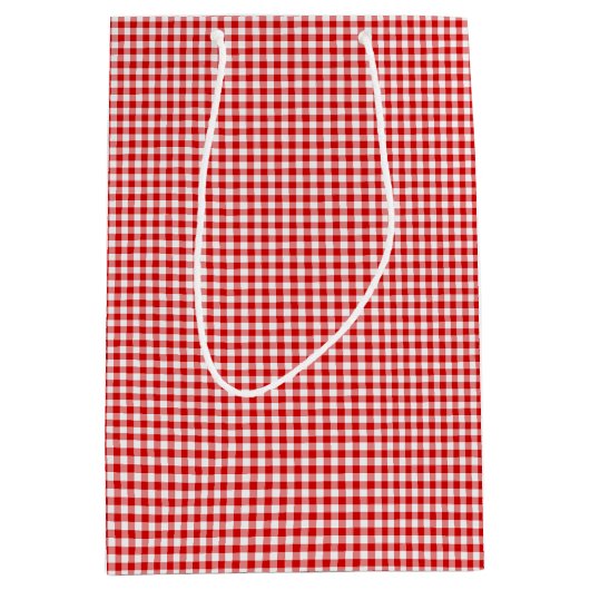 Red-White Gingham-GIFT BAG m Mittlere Geschenktüte (Vorderseite)