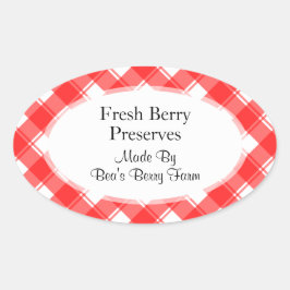 Red White Gingham Kariert Custom Canning Stickers