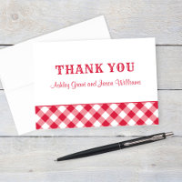 Red White Gingham Kariert Wedding Monogram