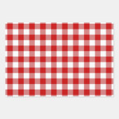 Red & White Gingham Karo 3 Größen Glossy Geschenkpapier Set (Vorderseite 2)