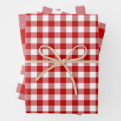 Red & White Gingham Karo 3 Größen Glossy Geschenkpapier Set (Beispiel)
