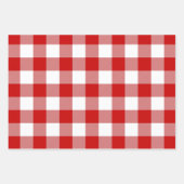 Red & White Gingham Karo 3 Größen Glossy Geschenkpapier Set (Vorderseite 3)