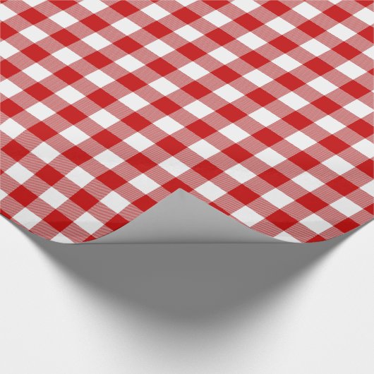 Red & White Gingham Karo Geschenkpapier (Ecke)