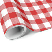 Red & White Gingham Karo Geschenkpapier (Rolleneckpunkt)