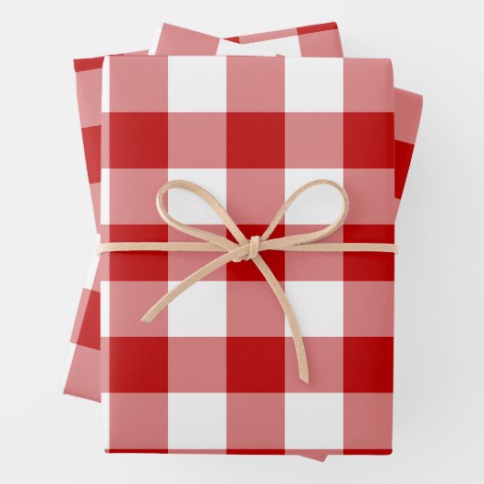Red White Gingham Karo Kariert Geschenkpapier Set (Beispiel)