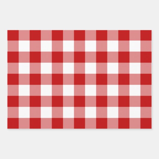 Red White Gingham Karo Kariert Geschenkpapier Set (Vorderseite)