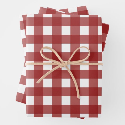 Red White Gingham Karo Kariert Geschenkpapier Set (Beispiel)