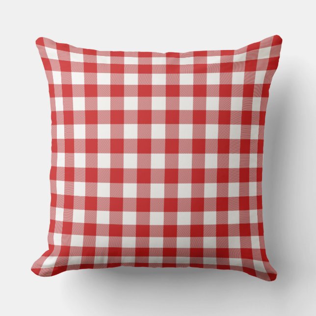 Red & White Gingham Karo Kissen (Vorderseite)