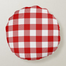 Red & White Gingham Karo Rundes Kissen