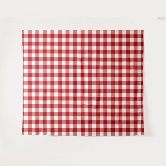 Red & White Gingham Karo Wandteppich (Vorderseite (Horizontal))
