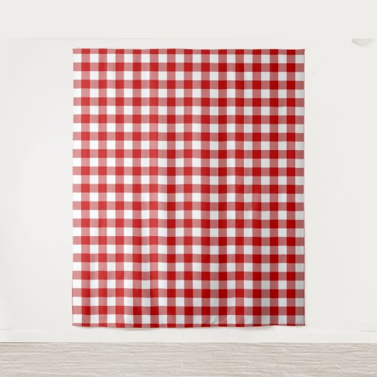 Red & White Gingham Karo Wandteppich (Vorderseite)