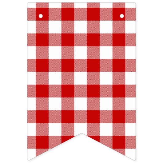 Red & White Gingham Karo Wimpelkette (Dritte Fahne)