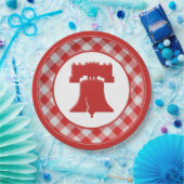 Red/White Gingham Liberty Bell 4. GRILLEN Party Pappteller (Party)