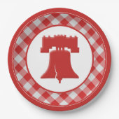 Red/White Gingham Liberty Bell 4. GRILLEN Party Pappteller (Vorderseite)