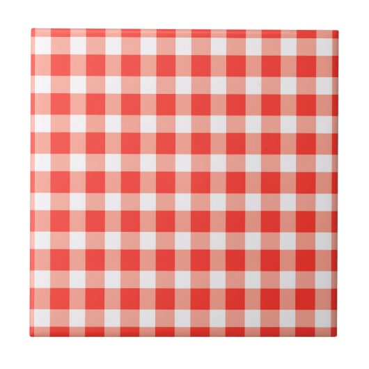 Red White Gingham Pattern Fliese (Vorderseite)