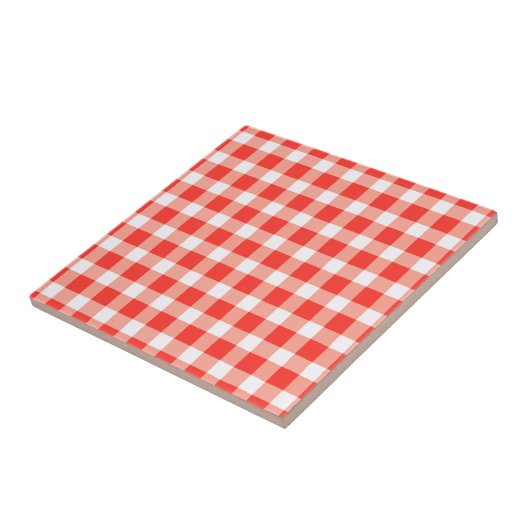 Red White Gingham Pattern Fliese (Seite)
