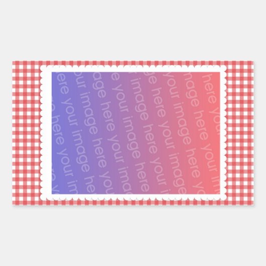 Red White Gingham Pattern Foto Template Sticker (Vorderseite)
