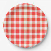 Red White Gingham Pattern Pappteller (Vorderseite)
