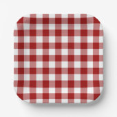 Red White Gingham Pattern Pappteller (Vorderseite)