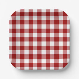 Red White Gingham Pattern Pappteller