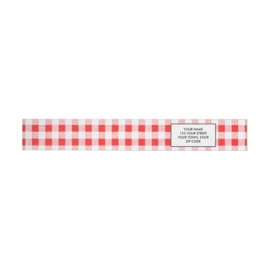 Red White Gingham Pattern Rundum-Adressaufkleber (Person)