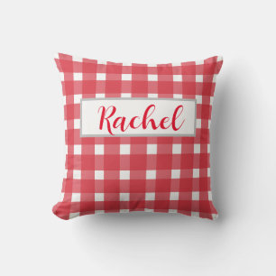 Red White Gingham Personalisiert Kissen
