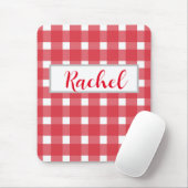 Red White Gingham Personalisiert Mousepad (Mit Mouse)