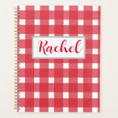 Red White Gingham Personalisiert Planner Planer (Vorderseite)