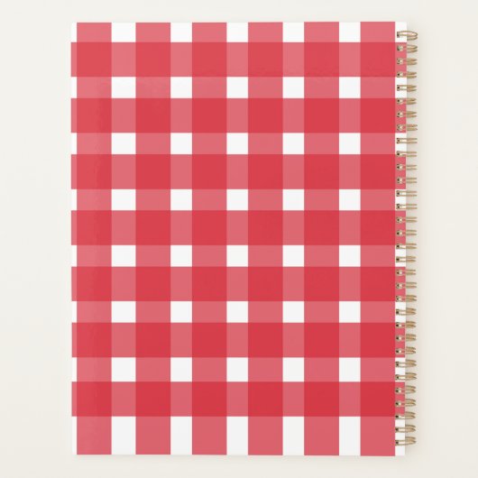 Red White Gingham Personalisiert Planner Planer (Rückseite)