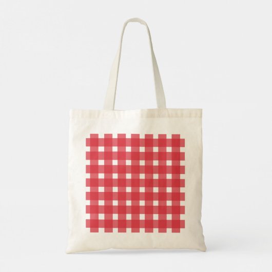 Red White Gingham Personalisiert Tote Bag Tragetasche (Rückseite)