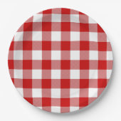 Red & White Gingham Summer Picnic Pappteller (Vorderseite)