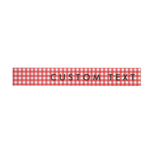 Red & White Gingham Wrap rund um Invite Labels Rundum-Adressaufkleber