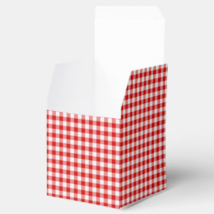 Red-White Ginham-GASTGESCHENK BOX, sq Geschenkschachtel