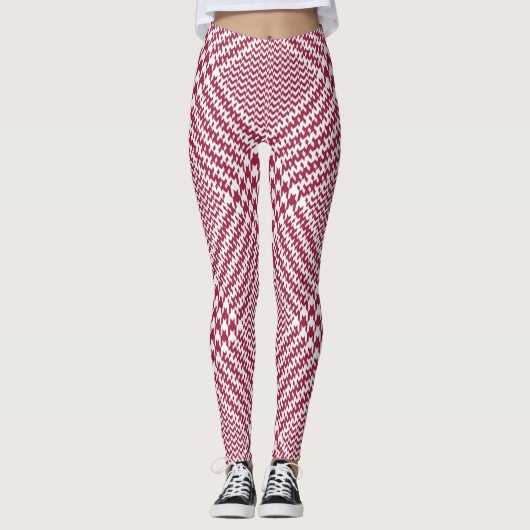 Red White Glen Kariert: Tweed Tartan Leggings (Vorderseite)