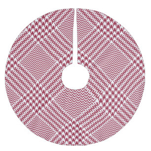 Red White Glen Kariert: Tweed Tartan Polyester Weihnachtsbaumdecke