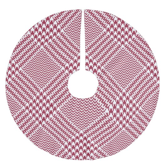 Red White Glen Kariert: Tweed Tartan Polyester Weihnachtsbaumdecke (Vorderseite)