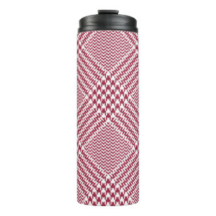 Red White Glen Kariert: Tweed Tartan Thermosbecher