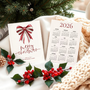 Red White Glitzer Bow 2026 Kalender Weihnachten
