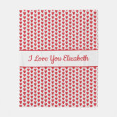 Red White Glitzer Herz Persönlicher Valentinstag Fleecedecke (Vorderseite)