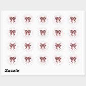 Red White Glitzern Coquette Bow Rücksendeadresse Runder Aufkleber (Blatt)