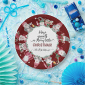 Red White Gnomes Merry Little Christmas Snowflakes Pappteller (Party)