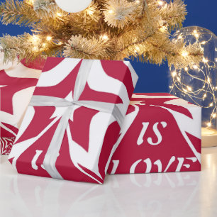 Red & White God is Liebe Star Patterns Weihnachten Geschenkpapier