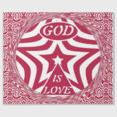 Red & White God is Liebe Star Patterns Weihnachten Geschenkpapier (Flach)